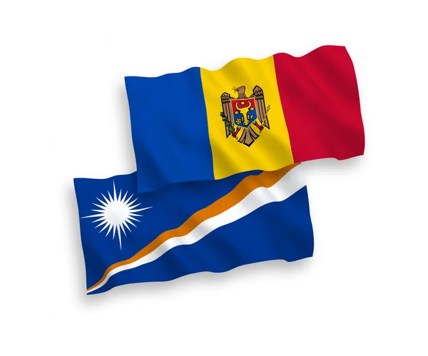 National Vector Fabric Wave Flags Republic Marshall Islands Moldova Isolated — Wektor stockowy