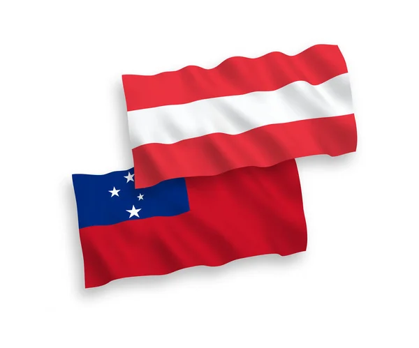 National Vector Fabric Wave Flags Austria Independent State Samoa Isolated — Wektor stockowy
