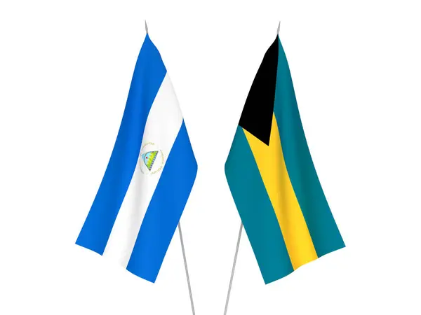 National Fabric Flags Commonwealth Bahamas Nicaragua Isolated White Background Rendering — Stock Fotó