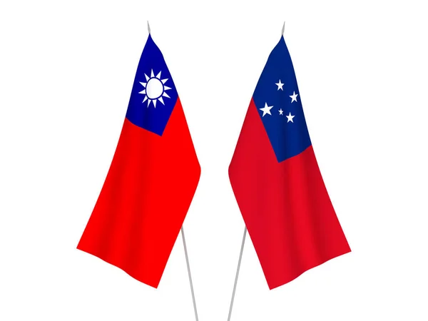 Εθνικές Σημαίες Υφάσματος Της Ταϊβάν Και Του Ανεξάρτητου Κράτους Της — Φωτογραφία Αρχείου