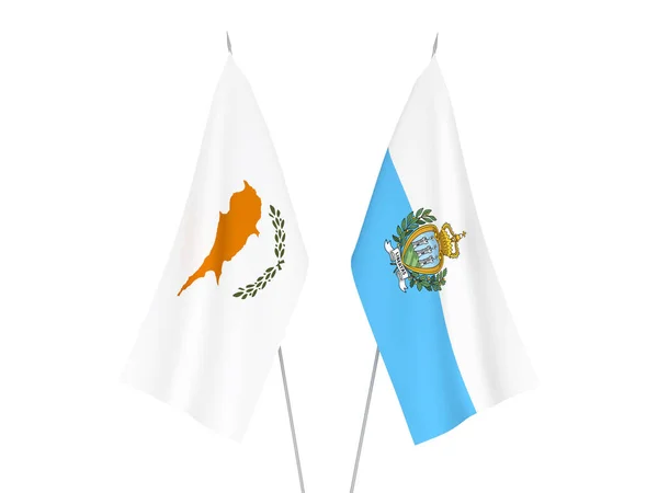 National Fabric Flags San Marino Cyprus Isolated White Background Rendering — 图库照片