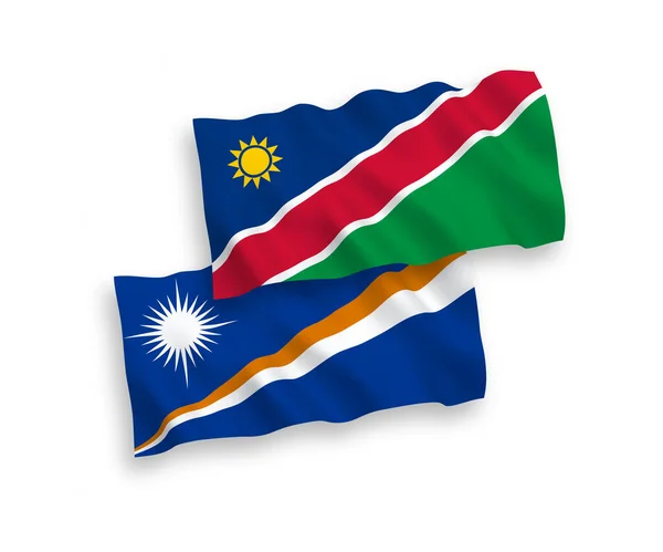 National Vector Fabric Wave Flags Republic Marshall Islands Republic Namibia — Vector de stock