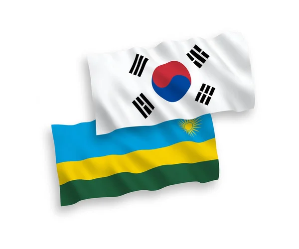 National Vector Fabric Wave Flags South Korea Republic Rwanda Isolated — Vettoriale Stock