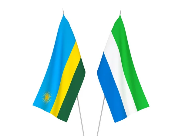 National Fabric Flags Sierra Leone Republic Rwanda Isolated White Background —  Fotos de Stock