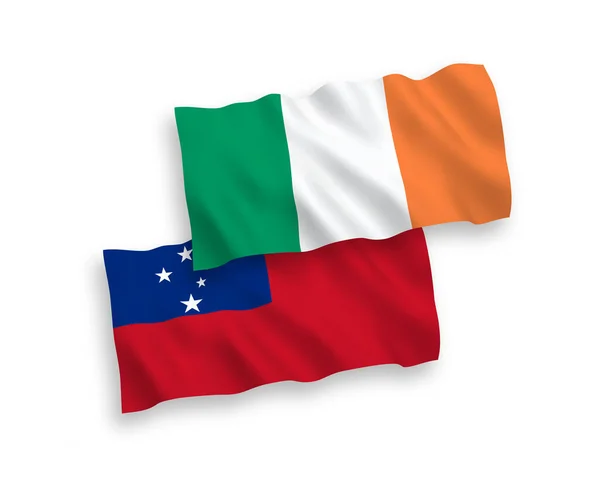 National Vector Fabric Wave Flags Ireland Independent State Samoa Isolated — 图库矢量图片