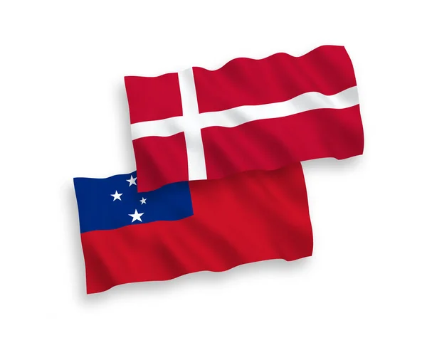 National Vector Fabric Wave Flags Denmark Independent State Samoa Isolated — Archivo Imágenes Vectoriales