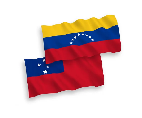 National Vector Fabric Wave Flags Venezuela Independent State Samoa Isolated — Image vectorielle