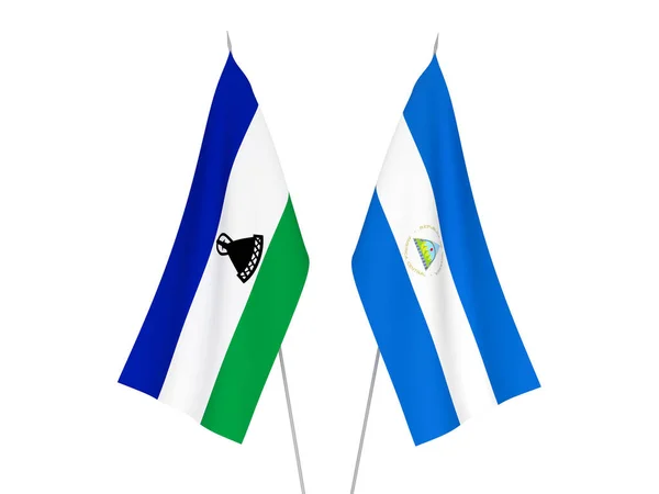National Fabric Flags Lesotho Nicaragua Isolated White Background Rendering Illustration — 图库照片