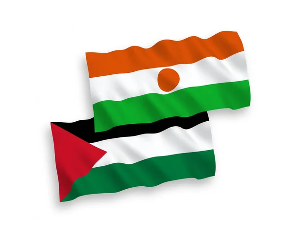 National Vector Fabric Wave Flags Republic Niger Palestine Isolated White — Stockový vektor