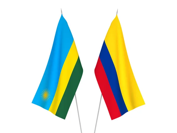 National Fabric Flags Colombia Republic Rwanda Isolated White Background Rendering — Stockfoto