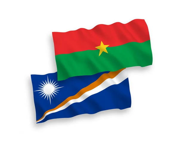 National Vector Fabric Wave Flags Republic Marshall Islands Burkina Faso — Archivo Imágenes Vectoriales