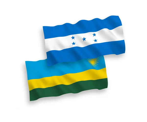 National Vector Fabric Wave Flags Republic Rwanda Honduras Isolated White — Image vectorielle