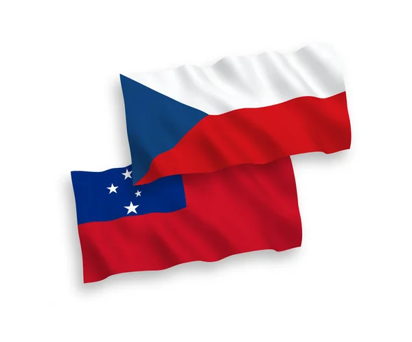 National Vector Fabric Wave Flags Czech Republic Independent State Samoa — Stockvector