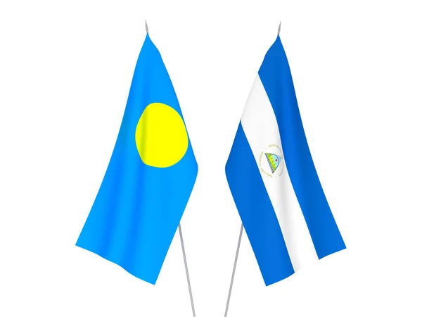 National Fabric Flags Palau Nicaragua Isolated White Background Rendering Illustration — 图库照片