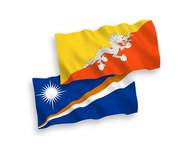 National Vector Fabric Wave Flags Republic Marshall Islands Kingdom Bhutan — Archivo Imágenes Vectoriales