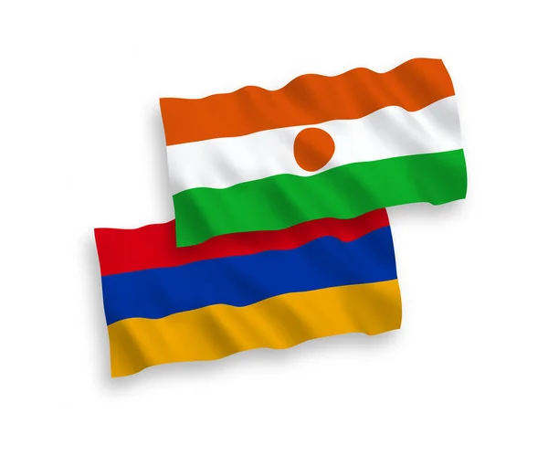 National Vector Fabric Wave Flags Republic Niger Armenia Isolated White — Wektor stockowy