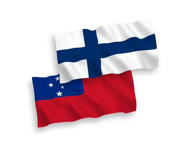 National Vector Fabric Wave Flags Finland Independent State Samoa Isolated — Stockový vektor