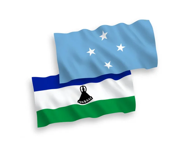 National Vector Fabric Wave Flags Federated States Micronesia Lesotho Isolated — 图库矢量图片