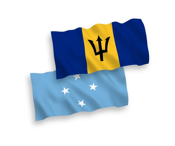 National Vector Fabric Wave Flags Federated States Micronesia Barbados Isolated — 图库矢量图片