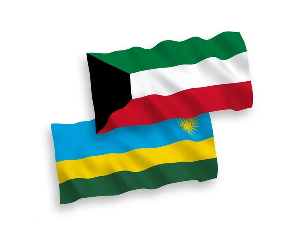 National Vector Fabric Wave Flags Republic Rwanda Kuwait Isolated White — Stockvector