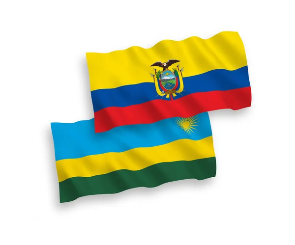 National Vector Fabric Wave Flags Republic Rwanda Ecuador Isolated White — Vector de stock