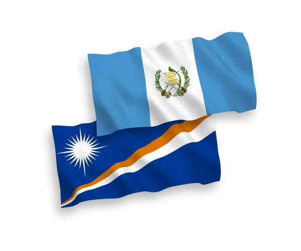 National Vector Fabric Wave Flags Republic Marshall Islands Republic Guatemala —  Vetores de Stock