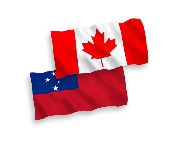 National Vector Fabric Wave Flags Canada Independent State Samoa Isolated — 图库矢量图片