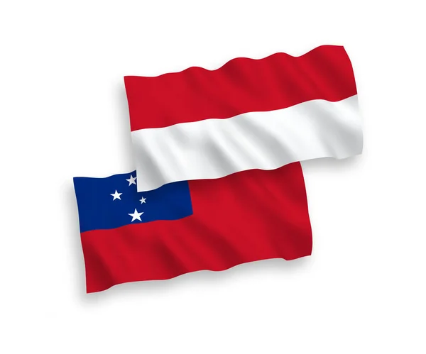 National Vector Fabric Wave Flags Indonesia Independent State Samoa Isolated — 스톡 벡터