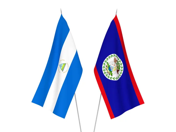 National Fabric Flags Nicaragua Belize Isolated White Background Rendering Illustration — Stockfoto