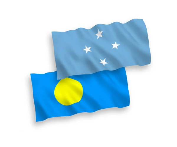 National Vector Fabric Wave Flags Federated States Micronesia Palau Isolated — ストックベクタ