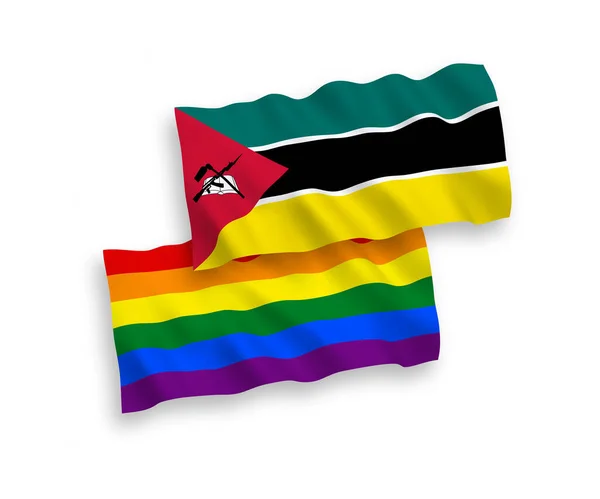 National Vector Fabric Wave Flags Republic Mozambique Rainbow Gay Pride — Stok Vektör