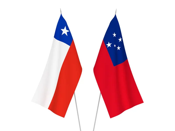 National Fabric Flags Chile Independent State Samoa Isolated White Background — Stockfoto