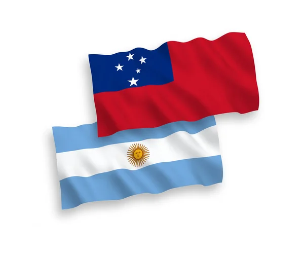 Drapeaux Onde Tissu Vectoriel National État Indépendant Samoa Argentine Isolés — Image vectorielle