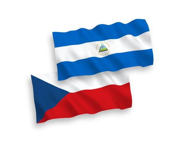 체코와 니카라과의 국기가 배경에 게양되었다 — 스톡 벡터