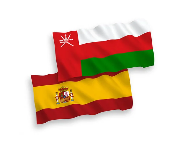 Národní Vektorové Vlnové Vlajky Sultána Ománu Španělska Izolované Bílém Pozadí — Stockový vektor