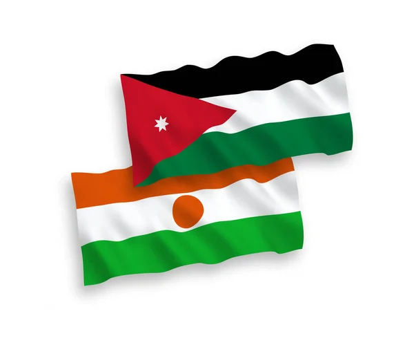 Флаги Республики Нигер Иорданского Хашимитского Королевства Выделены Белом Фоне Соотношение — стоковый вектор