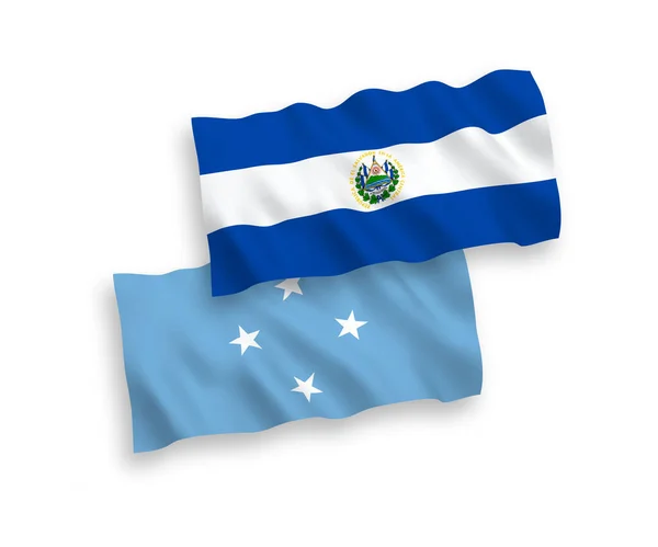 Banderas Nacionales Ondas Vectoriales Los Estados Federados Micronesia República Salvador — Vector de stock