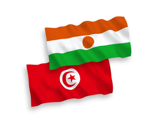 Nemzeti Vektor Szövet Hullám Zászlók Köztársaság Nigeri Köztársaság Tunéziai Elszigetelt — Stock Vector