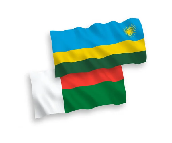 Nationale Vector Weefsel Golf Vlaggen Van Republiek Rwanda Madagaskar Geïsoleerd — Stockvector