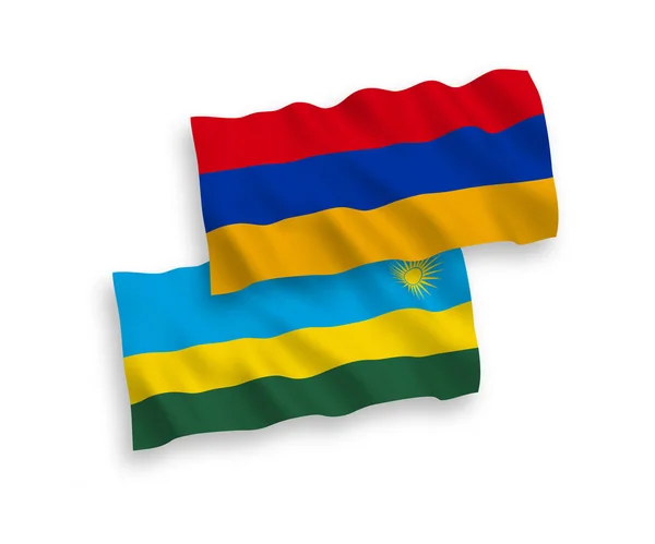 Drapeaux Nationaux Tissu Vectoriel République Rwanda Arménie Isolés Sur Fond — Image vectorielle