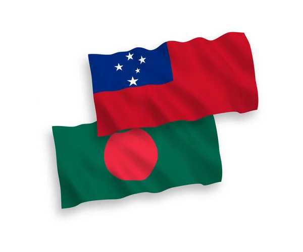 Флаги Независимого Государства Самоа Бангладеш Белом Фоне Соотношение — стоковый вектор
