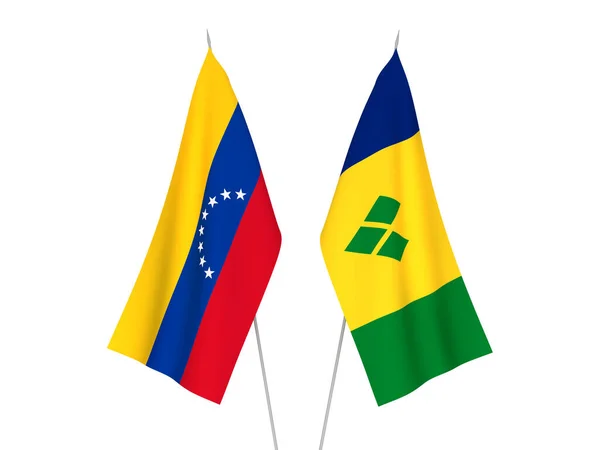 Banderas Nacionales San Vicente Las Granadinas Venezuela Aisladas Sobre Fondo — Foto de Stock