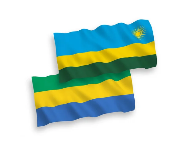 Nationale Vector Weefsel Golf Vlaggen Van Republiek Rwanda Gabon Geïsoleerd — Stockvector
