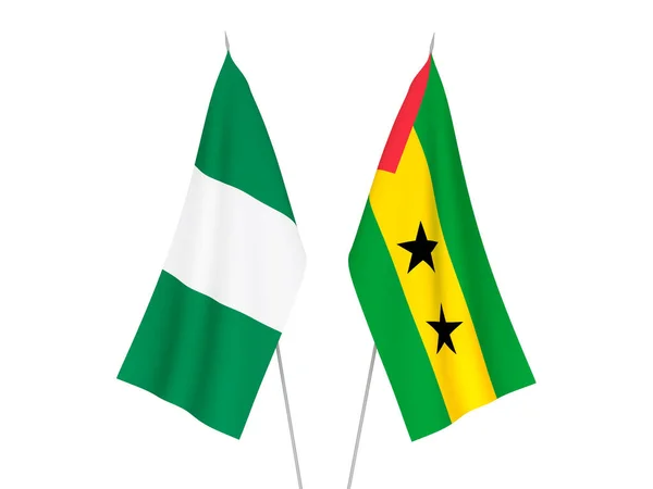 Nemzeti Szövet Zászlók Nigéria Szent Tamás Prince Elszigetelt Fehér Háttérrel — Stock Fotó
