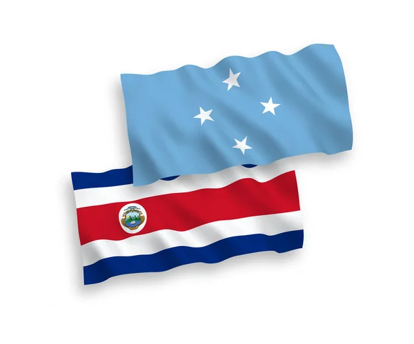 ミクロネシア連邦とコスタリカの国旗が白地に隔離されている — ストックベクタ