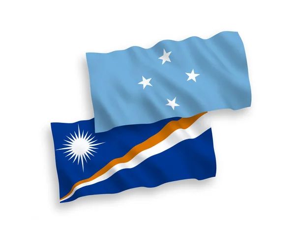 Национальные Векторные Волновые Флаги Федеративных Штатов Микронезии Республики Маршалловых Островов — стоковый вектор