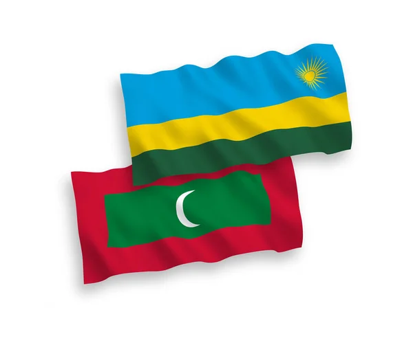 Nationale Vector Weefsel Golf Vlaggen Van Republiek Rwanda Malediven Geïsoleerd — Stockvector