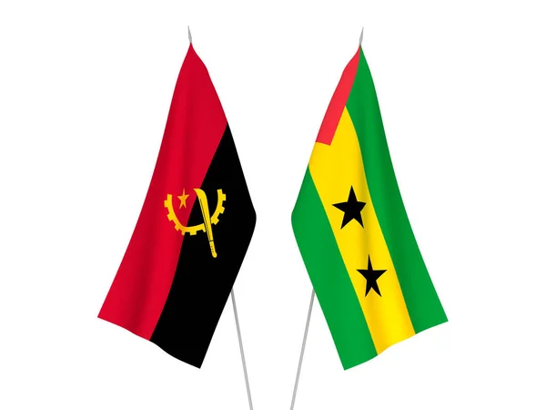 Nationalflaggen Aus Stoff Von Angola Und Saint Thomas Und Prince — Stockfoto
