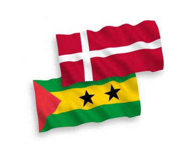 Danimarka 'nın, Saint Thomas' ın ve Prince 'in bayrakları beyaz arka planda izole edildi. 1 'e 2 oranında.