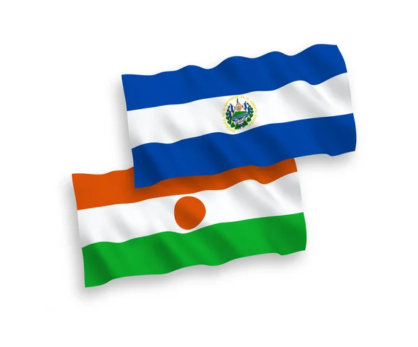 니제르 공화국 엘살바도르 공화국의 국기는 바탕에 떨어져 있었다 — 스톡 벡터